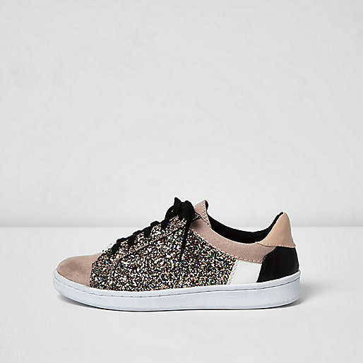 river island midi,jacques-vertuk London Pink glitter panel sneakers women 694342