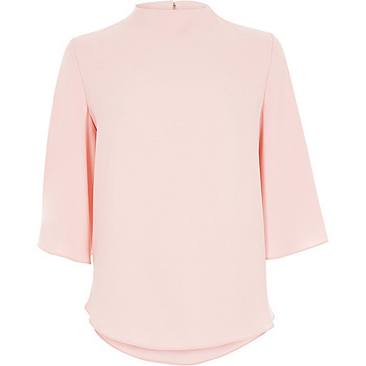 jacques-vertuk Pink high neck cape sleeve top 710416 women Tops Blouses