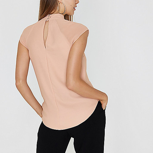 river island spray,jacques-vertuk Deutschland Bestellen Pink high neck pleat front top Blouses Tops women