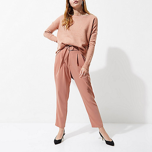 river island sale dresses,jacques-vertuk Stores Pink high waisted ring belt tapered pants women 707862