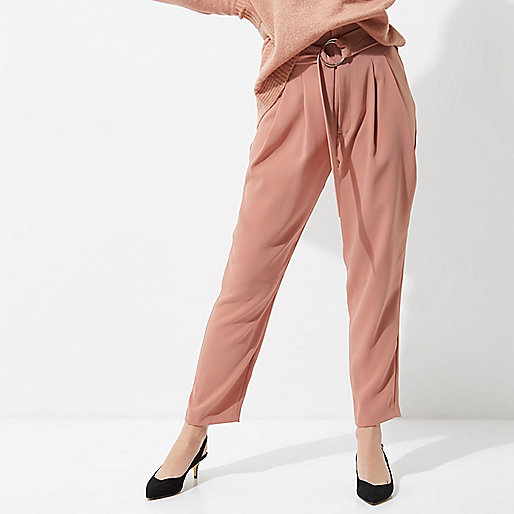 river island sale dresses,jacques-vertuk Stores Pink high waisted ring belt tapered pants women 707862