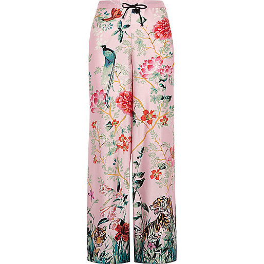 jacques-vertuk Pink jungle print satin pants 703320 women Nightwear & Slippers Pyjamas & Loungewear