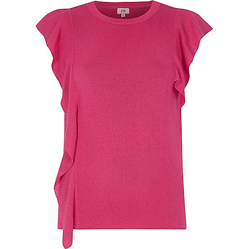 jacques-vertuk Pink knit frill front top 702889 women T-Shirts & Vests