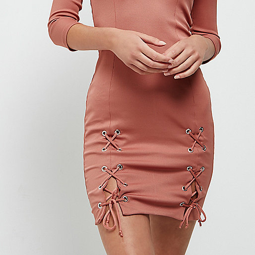 river island cream lace dress,jacques-vertuk UK Pink lace-up split bardot bodycon dress women 701513