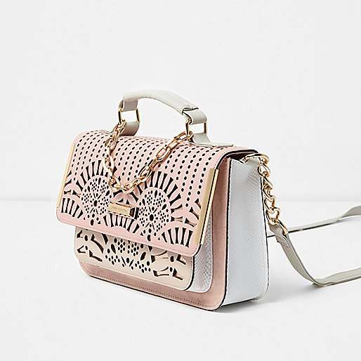 jacques-vertuk Pink laser cut mini satchel chain bag 706541 women Bags / Purses Satchels