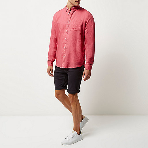 river island casual dresses,jacques-vertuk Usa Pink linen-rich shirt Shirts Sale men