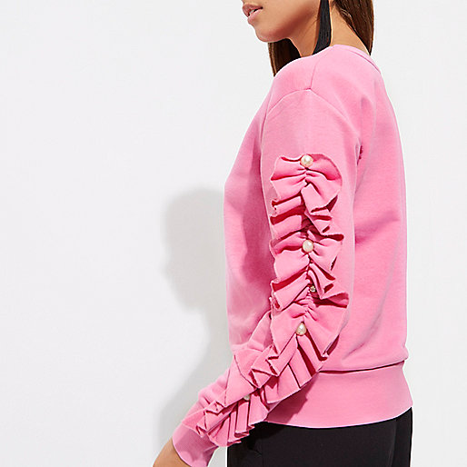 river island coat dress,jacques-vertuk In Store Sale Pink long ruffle sleeve sweatshirt Hoodies / Sweatshirts Tops women