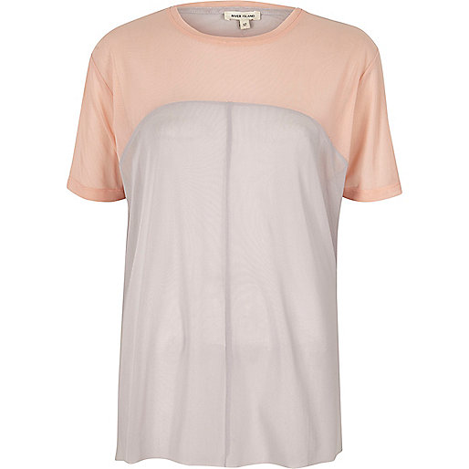 river island suits sale,jacques-vertuk Sale Pink mesh color block oversized T-shirt women 699598