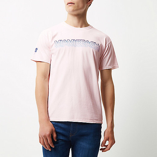 river island collection,jacques-vertuk Purple Jeans Pink Miami Beach t-shirt T-Shirts / Tanks Sale men