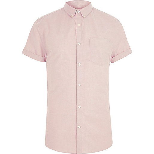 jacques-vertuk Pink muscle fit short sleeve Oxford shirt 302523 men Shirts Short Sleeve Shirts