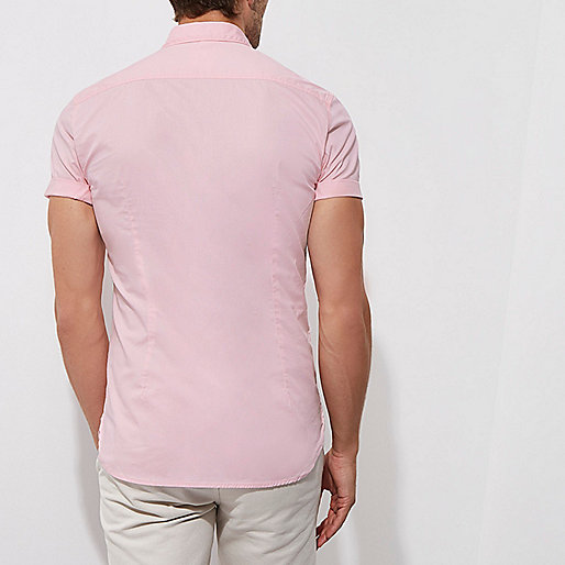 river island midi,jacques-vertuk Fashion Clothes Pink muscle fit short sleeve shirt Shirts Sale men