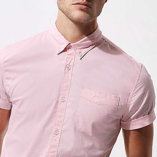 river island midi,jacques-vertuk Fashion Clothes Pink muscle fit short sleeve shirt Shirts Sale men