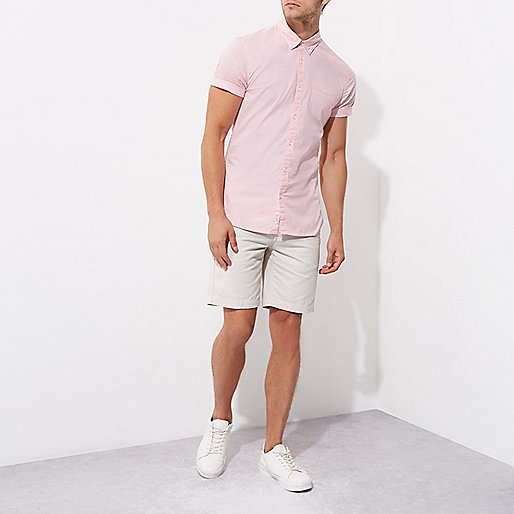 river island midi,jacques-vertuk Fashion Clothes Pink muscle fit short sleeve shirt Shirts Sale men