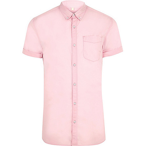 river island midi,jacques-vertuk Fashion Clothes Pink muscle fit short sleeve shirt Shirts Sale men