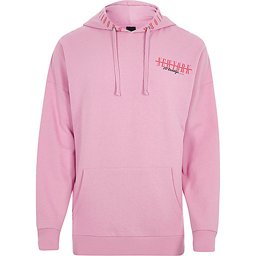 jacques-vertuk Pink 'New York' print hoodie 302897 men Hoodies / Sweatshirts Hoodies