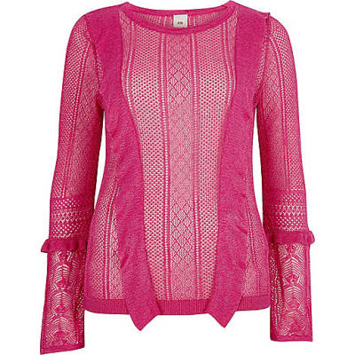 jacques-vertuk Pink open knit frill detail sweater 705952 women Knitwear