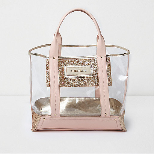 womens boots sale river island,jacques-vertuk South Africa Pink perspex glitter panel beach tote bag women 697910