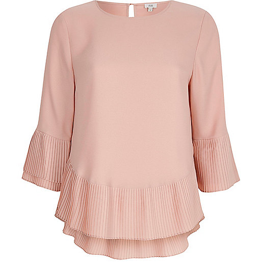 jacques-vertuk Pink pleated hem top 705961 women Tops Blouses