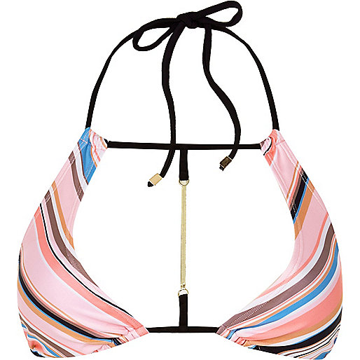 shopper river island,jacques-vertuk South Africa Pink print keyhole bikini top women 687455