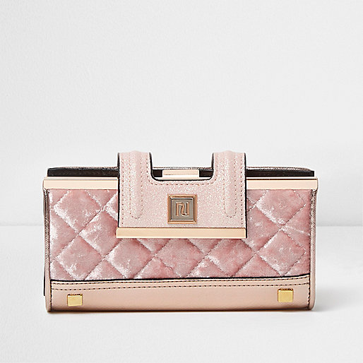 ladies purses at river island,jacques-vertuk Sale Pink quilted velvet clip top purse women 705130