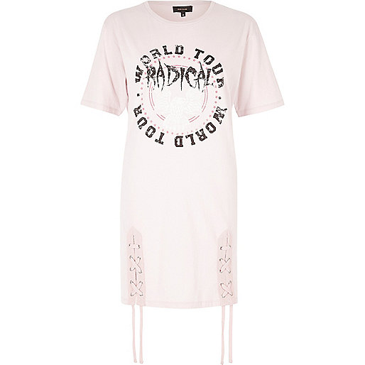 jacques-vertuk Pink ‘radical’ band print lace-up T-shirt 701926 women Seasonal Offers