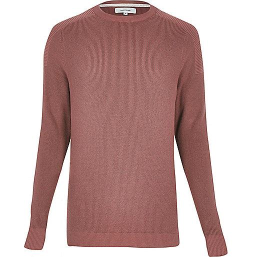 jacques-vertuk Pink ribbed crew neck long sleeve sweater 290955 men Jumpers / Cardigans