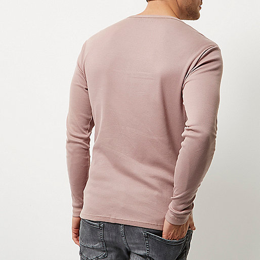 river island tiger bag,jacques-vertuk Online Pink ribbed slim fit long sleeve T-shirt men 298471