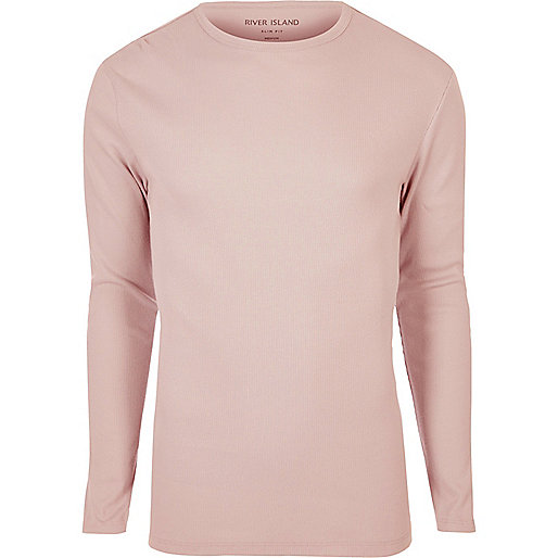 river island backpack,jacques-vertuk Online Sat?? Pink ribbed slim fit long sleeve T-shirt T-Shirts / Tanks Sale men