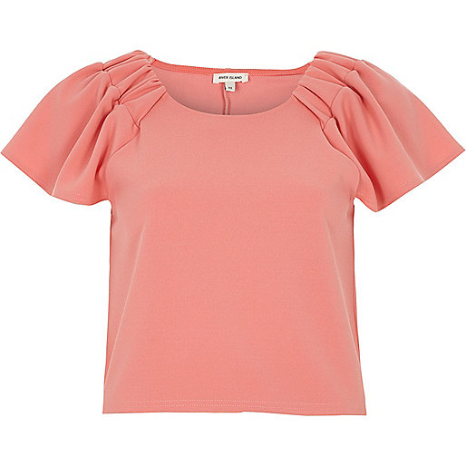 jacques-vertuk Pink ruched sleeve T-shirt 698108 women T-Shirts & Vests