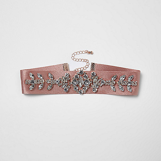 khaki river island bag,jacques-vertuk London Pink satin embellished choker women 705887