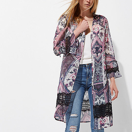 river island boots for ladies,jacques-vertuk Dresses On Sale Pink scarf print lace insert kimono Coats / Jackets Sale women