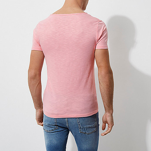 river island shop,jacques-vertuk Official Pink scoop neck muscle fit T-shirt T-shirts T-Shirts / Tanks men