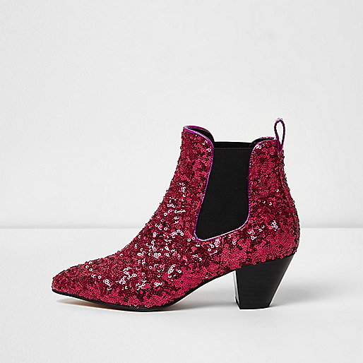 jacques-vertuk Pink sequin embellished western ankle boots 705121 women Shoes / Boots Boots