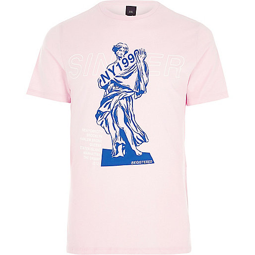 jacques-vertuk Pink 'sinner' print slim fit T-shirt 302696 men T-Shirts / Vests T-shirts