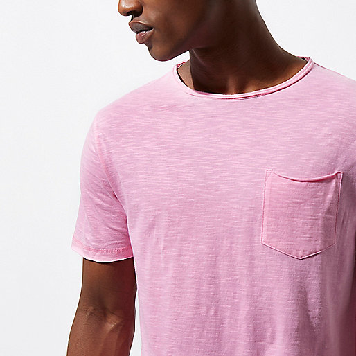 river island dresses for weddings,jacques-vertuk Dresses Pink slim fit raw cut pocket T-shirt T-Shirts / Tanks Sale men