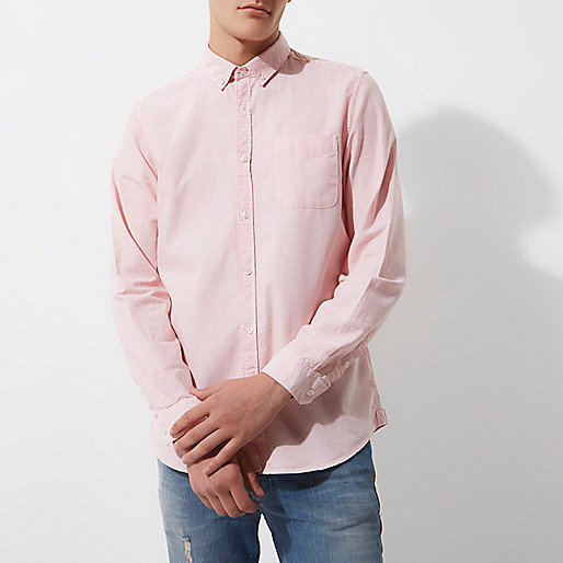 river island clothing co ltd,Shops That Sell jacques-vertuk Pink stripe casual button-down Oxford shirt Long Sleeve Shirts Shirts men