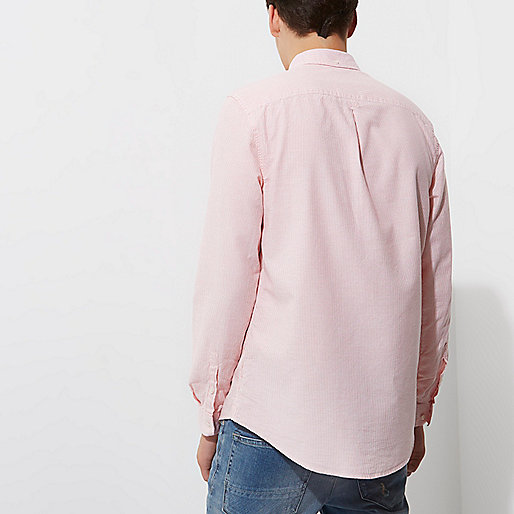 river island clothing co ltd,Shops That Sell jacques-vertuk Pink stripe casual button-down Oxford shirt Long Sleeve Shirts Shirts men