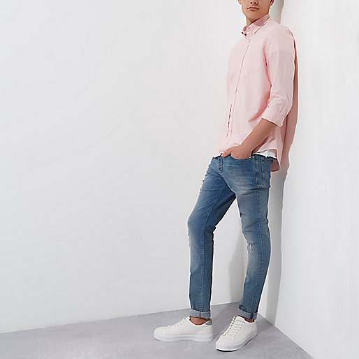 river island clothing co ltd,Shops That Sell jacques-vertuk Pink stripe casual button-down Oxford shirt Long Sleeve Shirts Shirts men