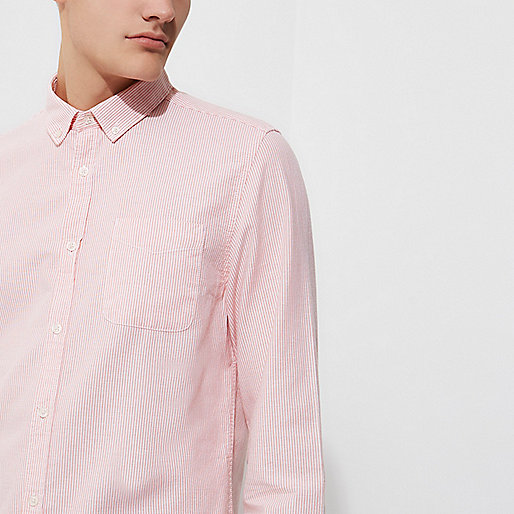 river island clothing co ltd,Shops That Sell jacques-vertuk Pink stripe casual button-down Oxford shirt Long Sleeve Shirts Shirts men