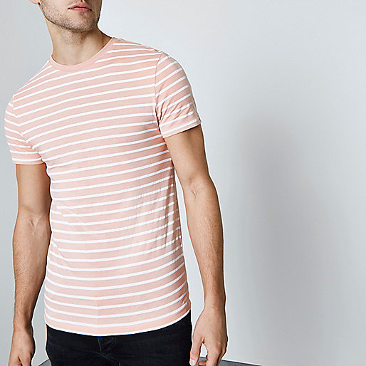 river island my account,jacques-vertuk Women Uk Pink stripe crew neck muscle fit T-shirt T-shirts T-Shirts / Tanks men