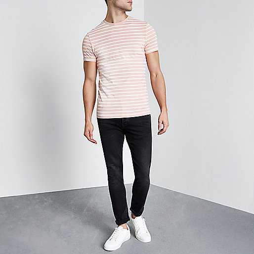 river island my account,jacques-vertuk Women Uk Pink stripe crew neck muscle fit T-shirt T-shirts T-Shirts / Tanks men