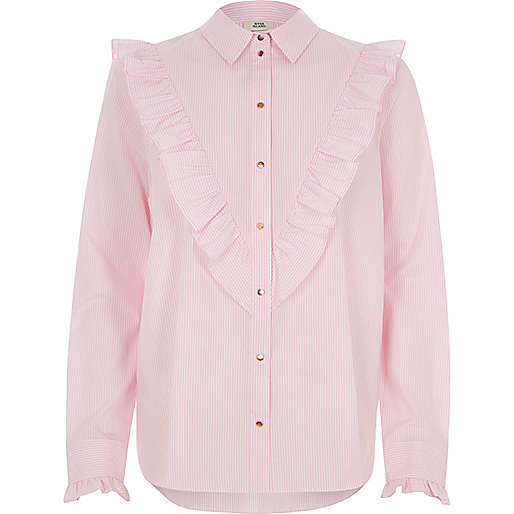 river island red boots,jacques-vertuk It Pink stripe frill bib shirt Shirts Tops women