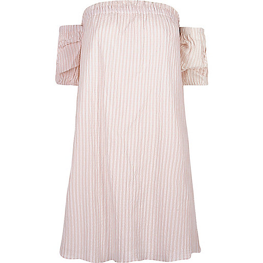 river island monogram heels,jacques-vertuk Summer Dresses Pink stripe print bardot swing dress Festival Sale women