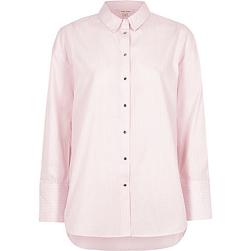 jacques-vertuk Pink stripe print oversized shirt 697655 women Tops Shirts