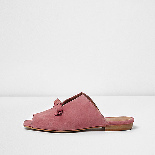 jacques-vertuk Pink suede bow mules 702240 women RI Limited Edition