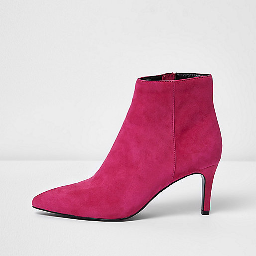 jacques-vertuk Pink suede pointed kitten heel boots 706760 women Shoes / Boots Boots