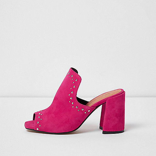 jacques-vertuk Pink suede stud mules 697842 women Shoes / Boots