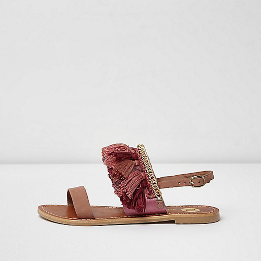 river island online sale,jacques-vertuk Ireland Pink tassel embellished leather sandals women 706296