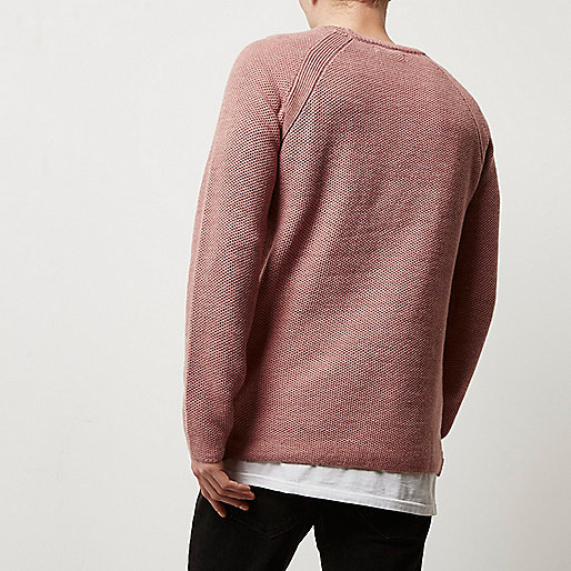 carrie river island jeans,jacques-vertuk Uk Site Pink textured knit crew neck sweater Sweaters / Cardigans Sale men