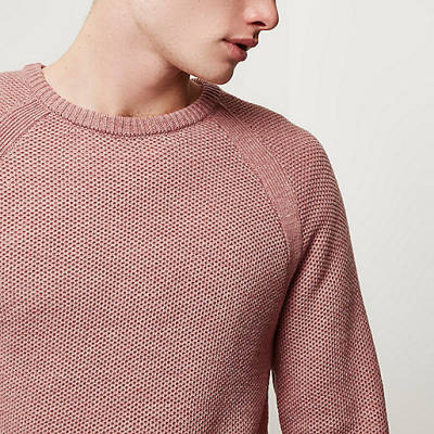 carrie river island jeans,jacques-vertuk Uk Site Pink textured knit crew neck sweater Sweaters / Cardigans Sale men